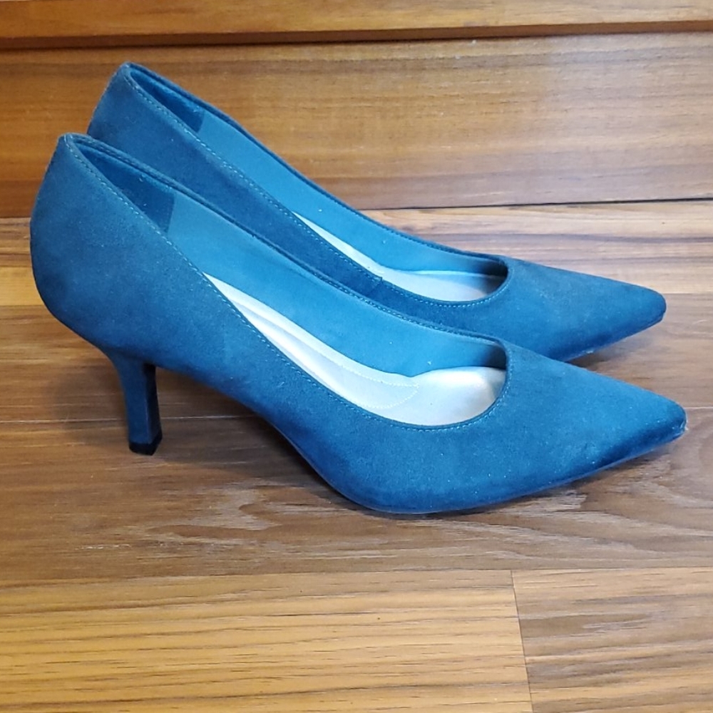 Faux suede heels.